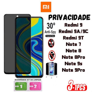 Película Privacidade 3D Anti Spy XIAOMI REDMI 9 9A 9C REDMI 9T NOTE7 NOTE 8 NOTE 8PRO NOTE 9 NOTE 9S NOTE 9PRO