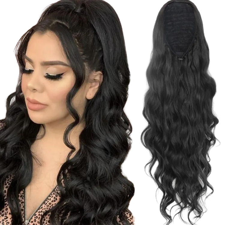 Rabo De Cavalo Ondulado Com Tela De Ajustes Idêntico Humano