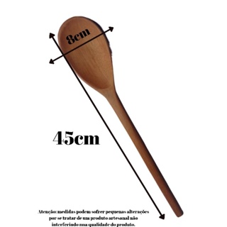 Colher de pau grande 45cm / colher de madeira 45cm. em Oferta na Shopee