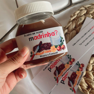 Rotulo para nutella personalizado - Adesivo para nutella 140g -  para madrinhas de casamento,  daminha, pajem, festa em Oferta na Shopee