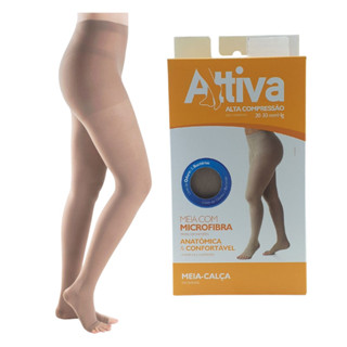 Meia Calça Elástica Varizes Alta Compressão Sigvaris Attiva 20-30mmHg Cor Natural Sem ponteira Usada Gravidez Pós parto Cirurgia Pernas cansadas