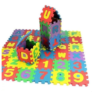 Tapete Eva Educativo 36 Pçs Abc Número Alfabeto 7x7cm 7mm de montar