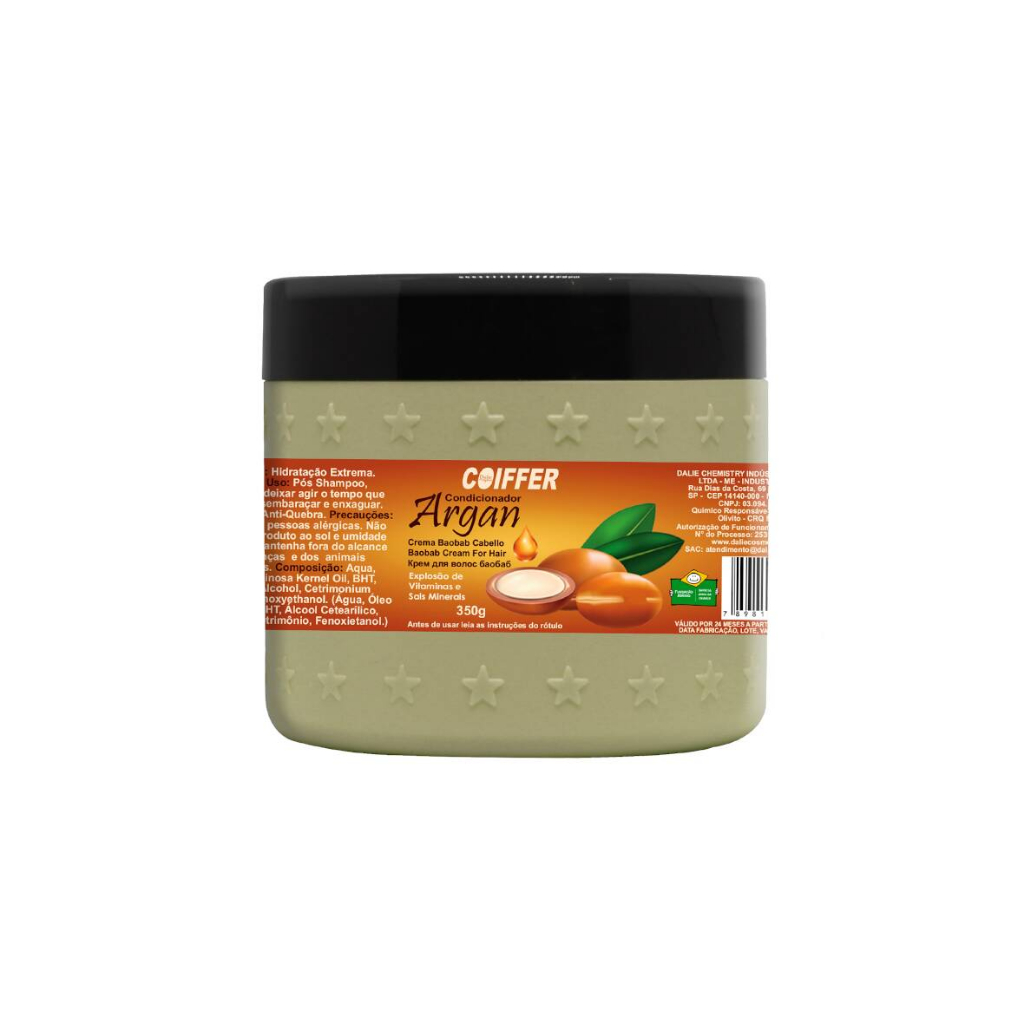 Coiffer Condicionador de Argan 350G Hidratação Intensa| Brilho Intenso| Controle do Frizz