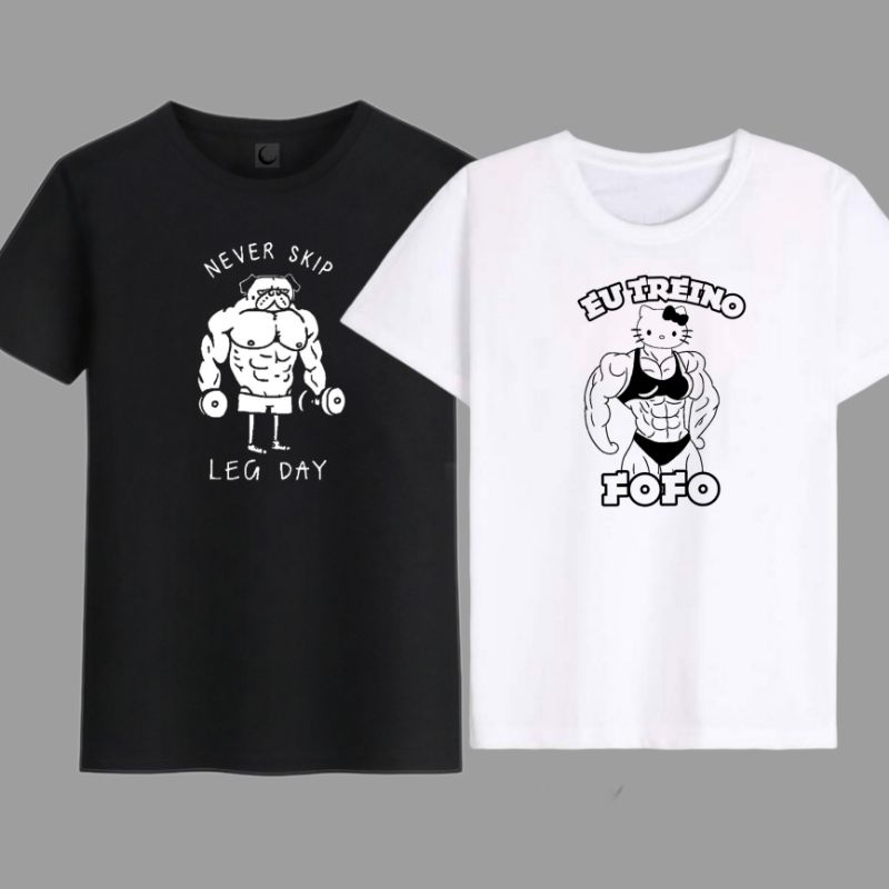 Kit Camiseta Combinando Casal Amigos Academia Treino Roupa de Academia Unissex 100% Algodão