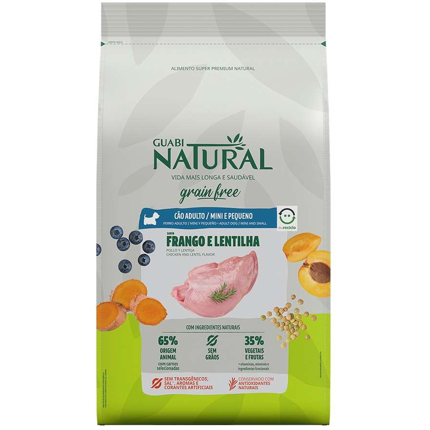 Ração Guabi Natural Grain Free Frango e Lentilha para Cães Adultos Raças Mini e Pequenas 10 Kg