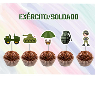 50 Toppers para Docinhos EXÉRCITO - FAZEMOS TODOS OS TEMAS
