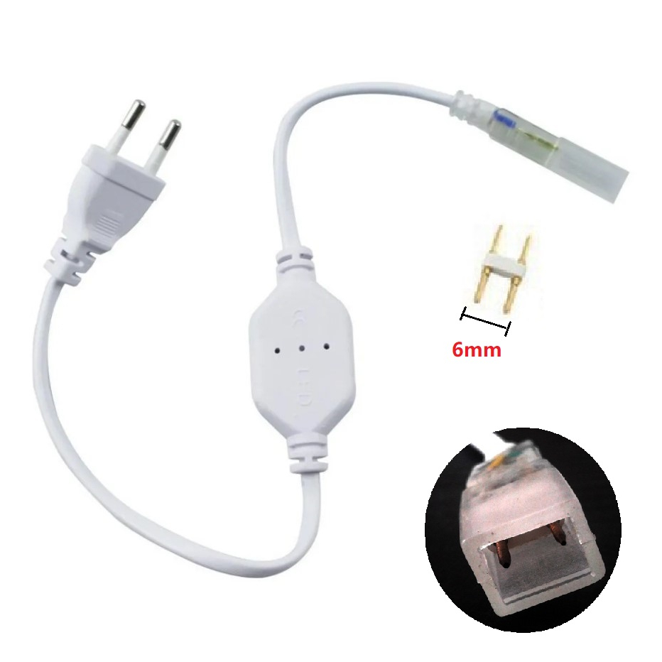 Adaptador Conector Soquete Rabicho Fita 5050 Mangueira Led Entrada 6mm 110v e 220v Ate 25 Metros