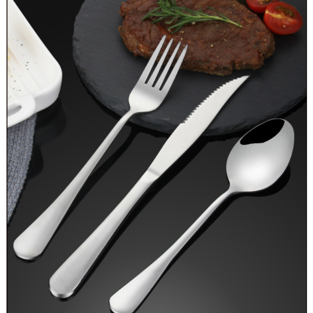 36 Talheres Garfo Colher Faca Prateado Slim Em Inox Chique Para Cozinha E Restaurante