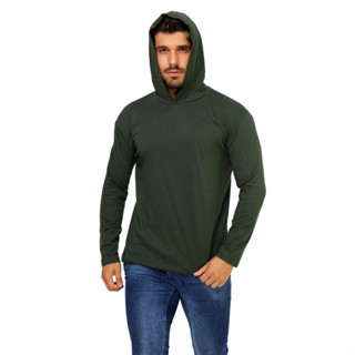 Camiseta Manga Longa Capuz 100%Poliéster Casual/Trabalho/