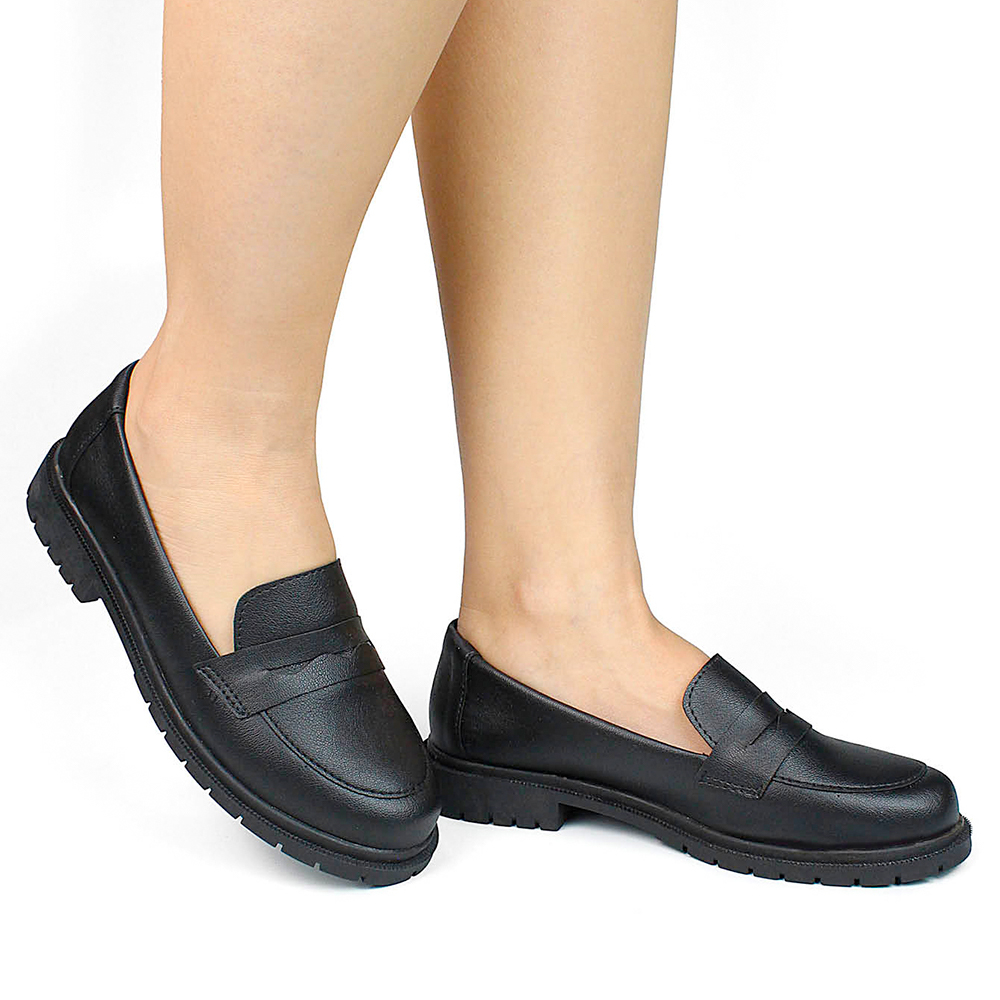 Sapato Mocassim Tratorado Salto Confort Mulher Blogueira Novo Promoção Loafer
