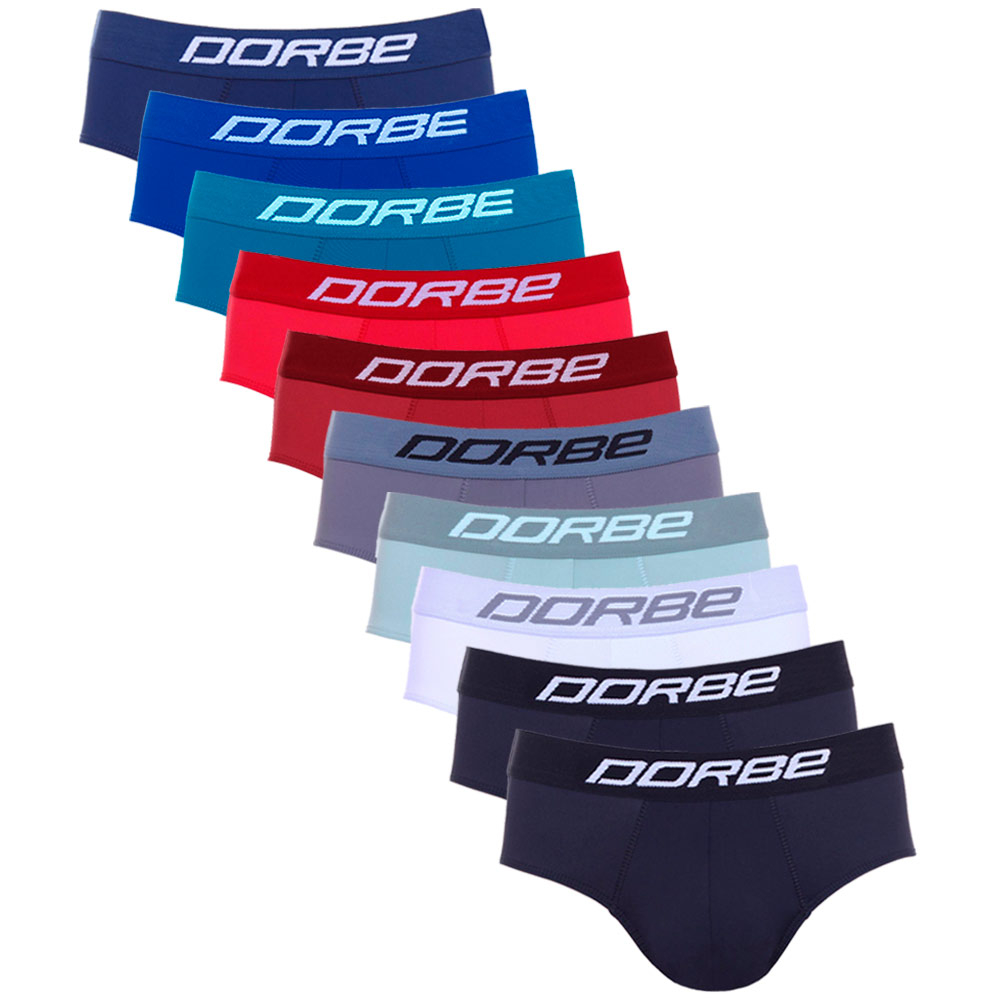 Kit 10 Cuecas Slip Microfibra Dorbe Original Masculina Classica Cueca Tradicional Clássica Cavada - Men Clothes