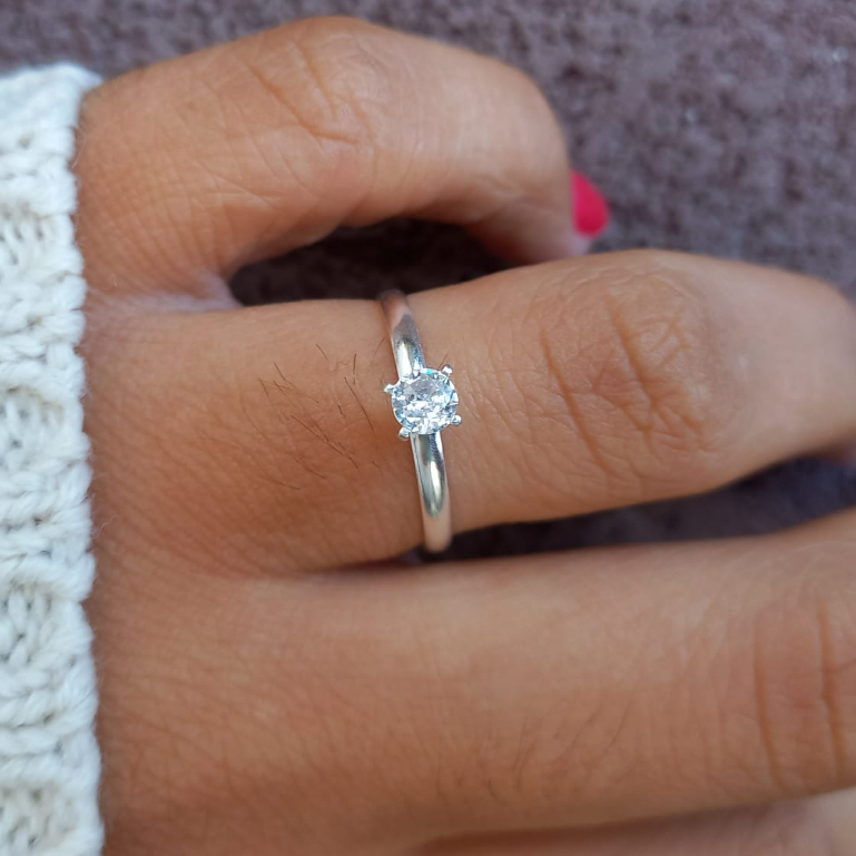 Anéis de Prata Feminino 925 Solitária Aparador de Aliança Com Pedra Zircônia Legitima em Oferta na Shopee