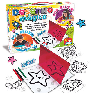 Kit Para Desenhar Pintar Colorir Infantil Desenho Mágico Com 20 Desenhos e Giz