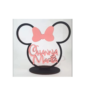 13 Centros De Mesa Minnie Com Nome E Laço Vermelho Ou Rosa em Oferta na Shopee