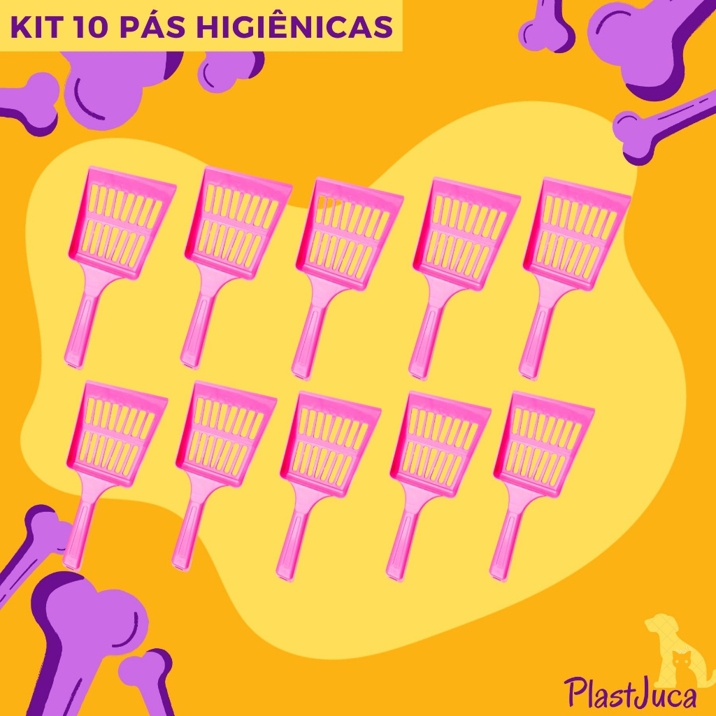 kit 10 Pá Pazinha Higiênica Coletora Para Gatos e Cães