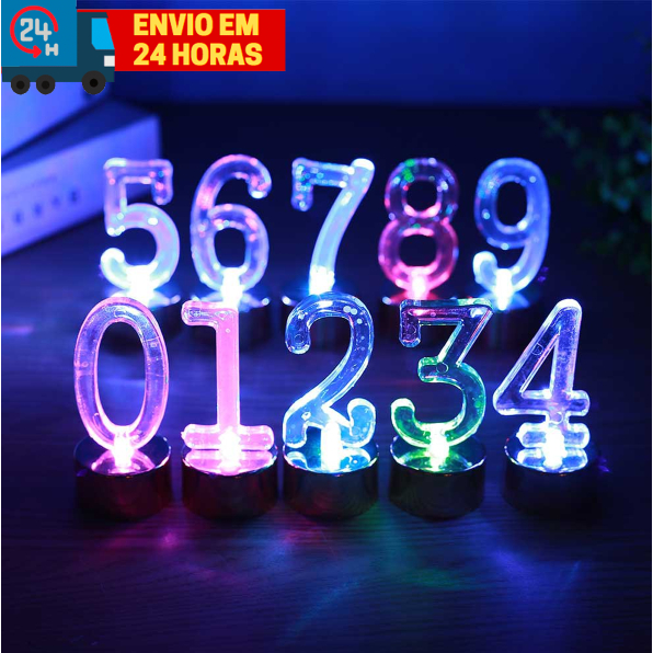 Vela De Led Número Pisca Muda De Cor Festa Aniversário