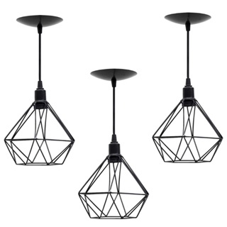 Pendente Kit3 Aramado Preto Decorativo Modelo Diamante Interna Externa Design Vintage Decoração em Oferta na Shopee