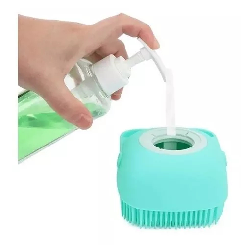 Escova Banho Para Pet Macia Silicone Porta Sabonete Shampoo