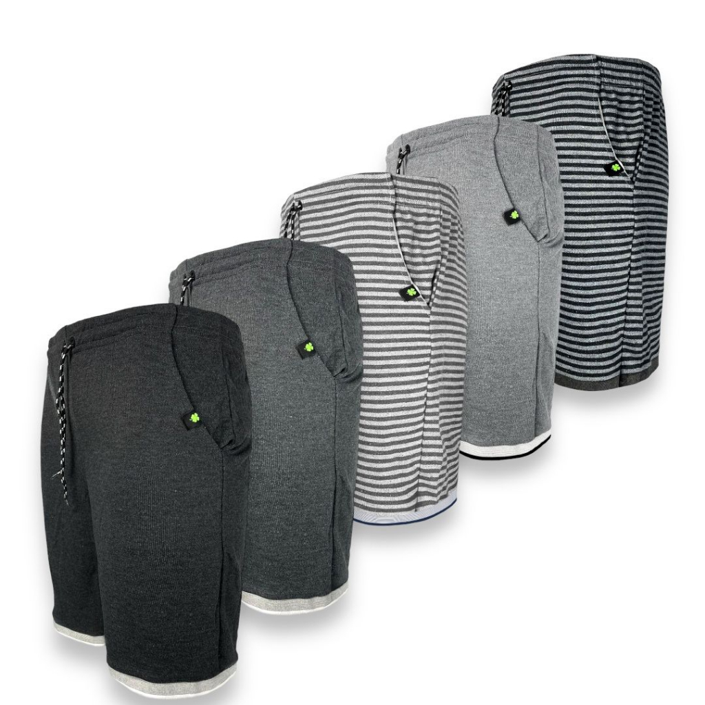 Kit 5 Bermudas Masculina Moletom POLO VERDE Cores Lisas Listrada Academia Treino Masculinas Algodão 100% Confortável