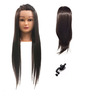 Cabeça p/ Treino Boneca Manequim Cabeleireiro Cabelo Sintético + Suporte