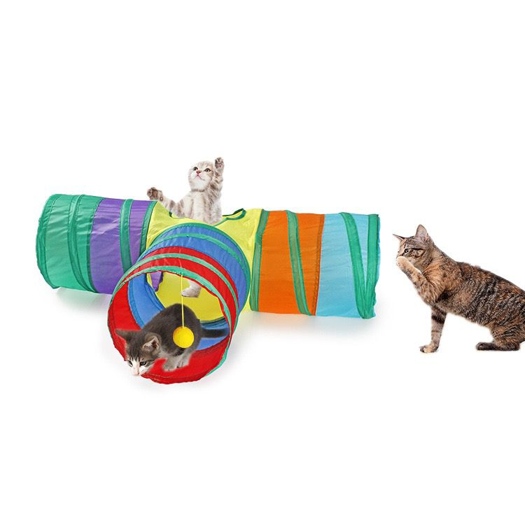 Túnel Dobrável De Brinquedos De Gato De Perfuração Três Buracos