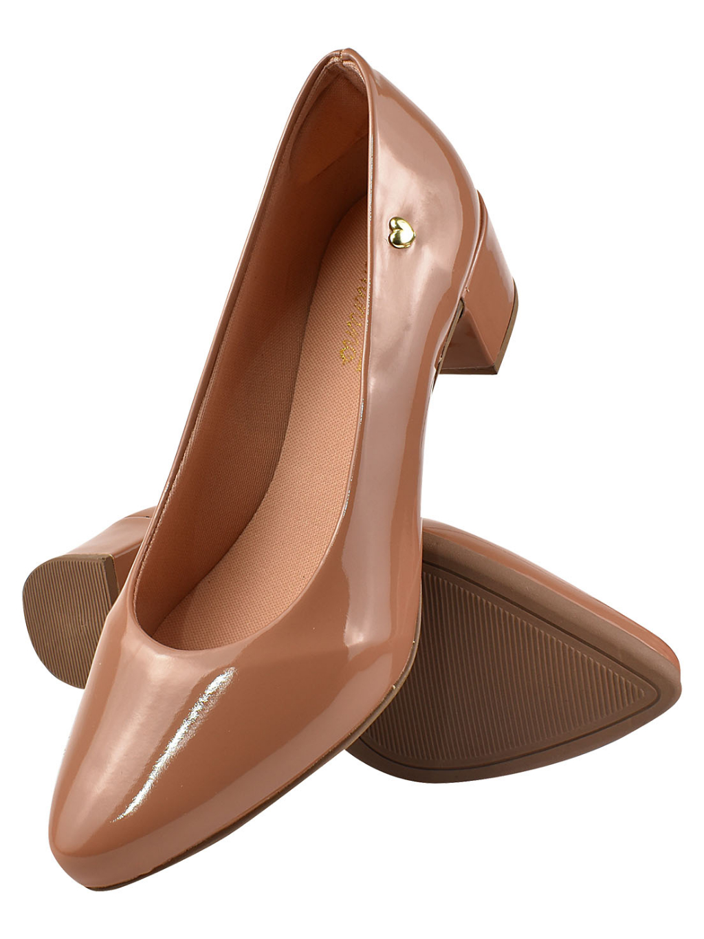 Sapato Scarpin Social Verniz Salto Baixo Bico Fino Confortavel Toque Feminino