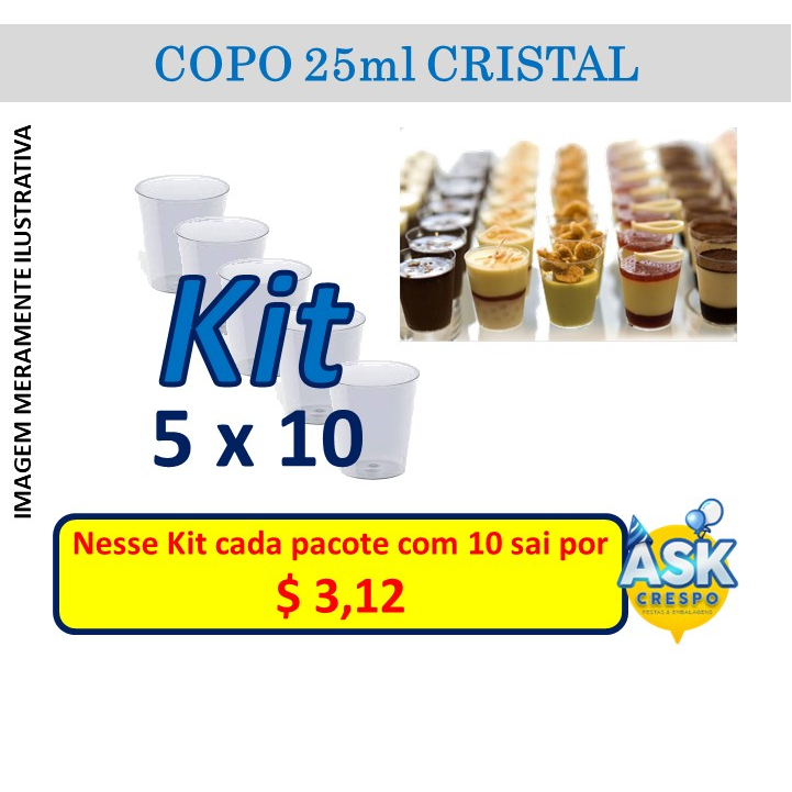 KIT 50 Copos 25ml para Brigadeiro - 5 Pacotes com 10 unidades