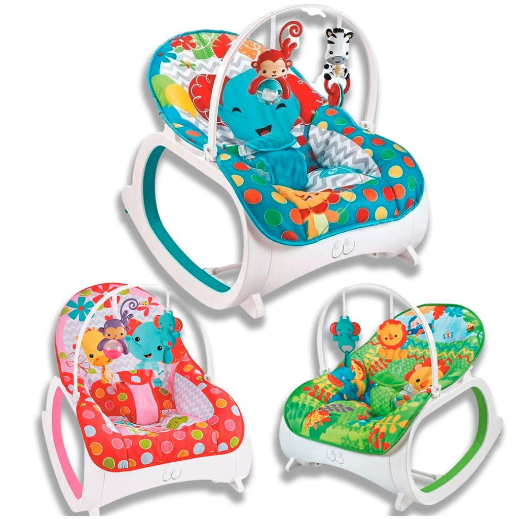 Cadeirinha De Descanso 2 Em 1 Bebê Cadeira Balanço Vibra Toca 20kg Color Baby Safari Música Musical