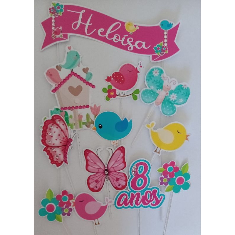 Topo de bolo personalizado tema Jardim encantado / aniversário / mesversario / festa em casa / decoração