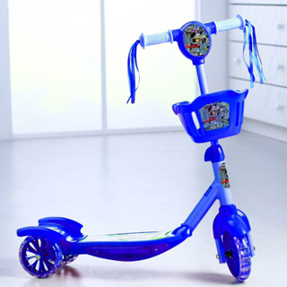 Patinete Infantil Azul P/ Crianças C/ Luzes E Som 3 Rodas