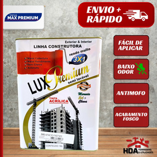 Tinta Látex Acrílica Parede Antimofo Interior e Exterior Branca 16Lt - Max e Lux Premium
