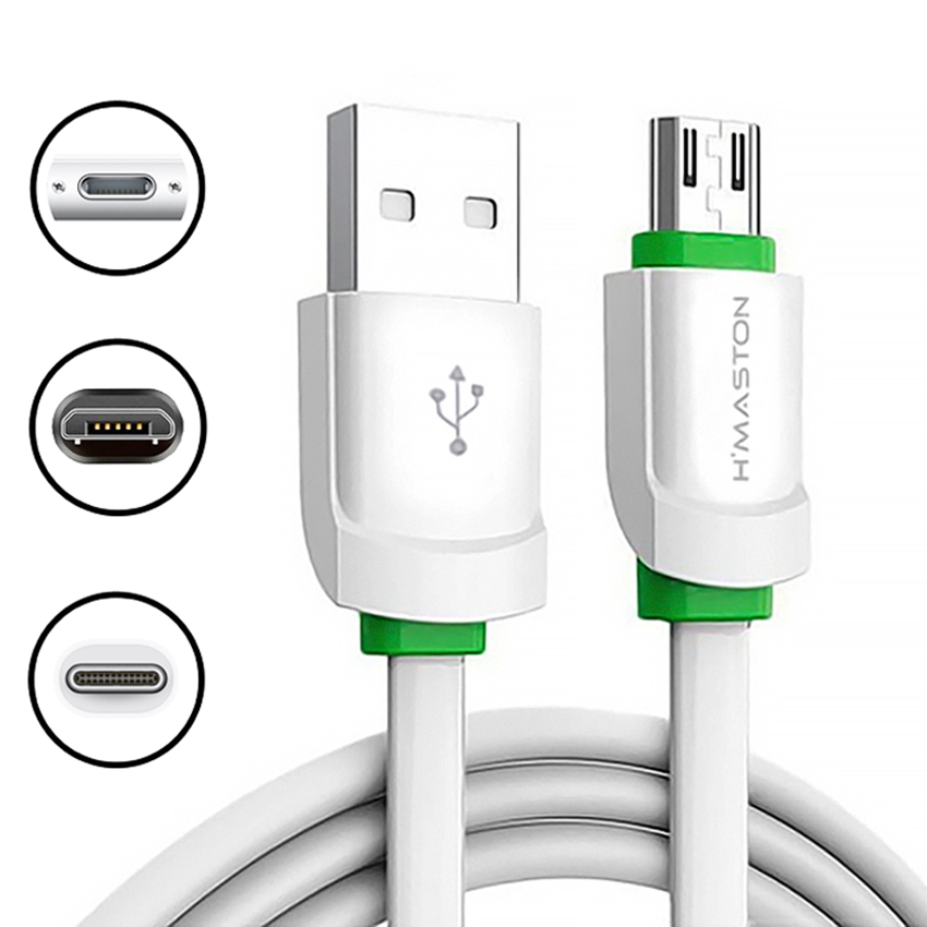 Cabo Carregador 2 Metros USB Ultra Rápido iPhone Android Lightning V8 Tipo C