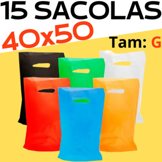 15UN Sacolas Plásticas 40x50 Alça Boca De Palhaço Pronta Entrega Várias Cores em Oferta na Shopee