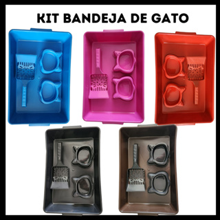 Kit bandeja de gato bandeja - pazinha - comedouro - bebedouro em Oferta na Shopee