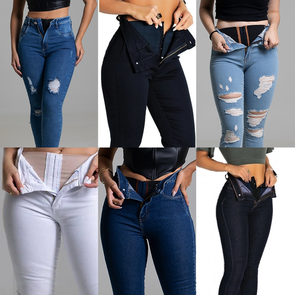 Calça Sawary Jeans Original Cintura Alta Com Elastano Super Lipo 36 ao 48 em Oferta na Shopee