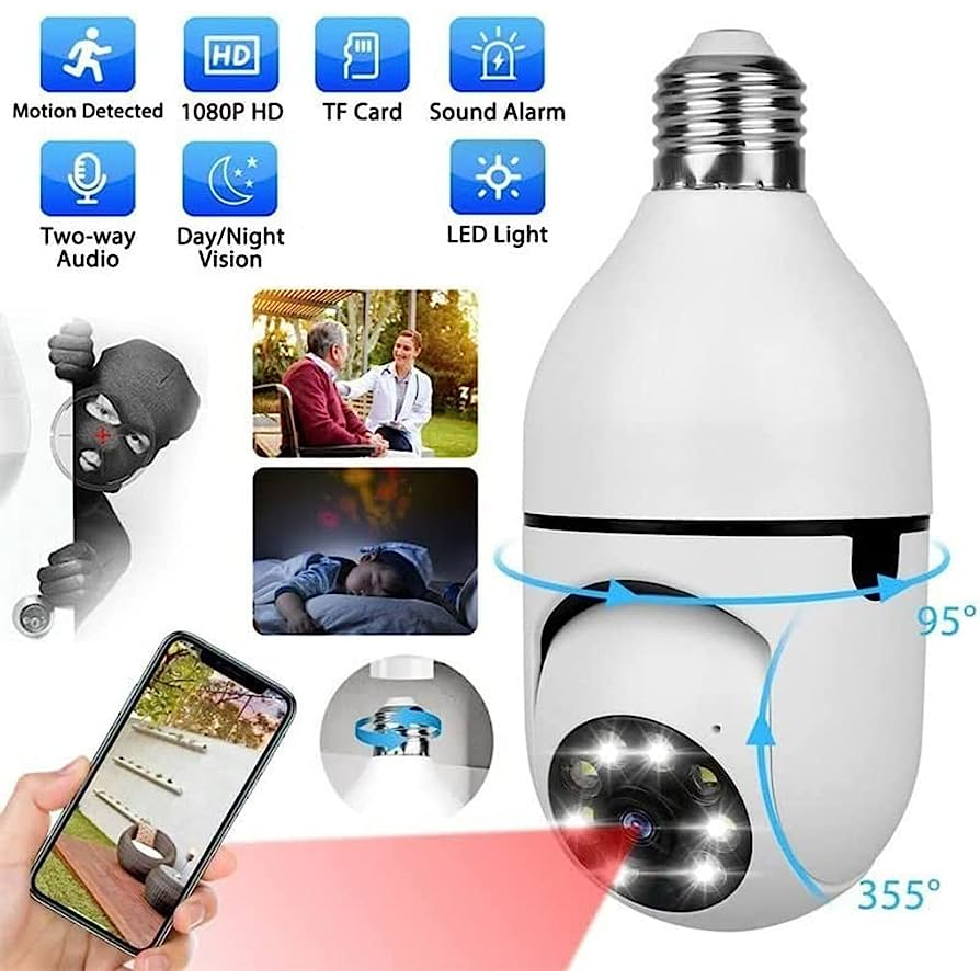 Câmera segurança wifi ip sem fio 360 com encaixe lampada bocal aplicativo yoosee ptz full HD visão noturna - bivolt em Oferta na Shopee