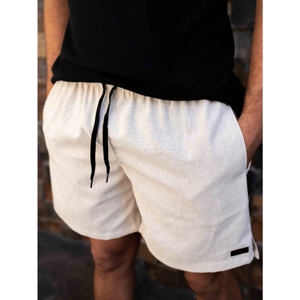 Bermuda ou shorts de Linho básica com bolso embutido Short Casual Plus Size Masculino