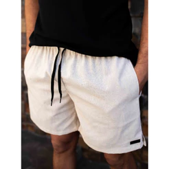 Bermuda ou shorts de Linho básica com bolso embutido Short Casual Plus Size Masculino