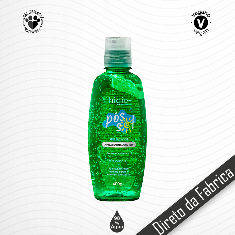 Gel Pos Sol Higie + 400g Com Extrato de Aloe Vera Praia Verão Acalma a Pele Pantenol + Vitamina E