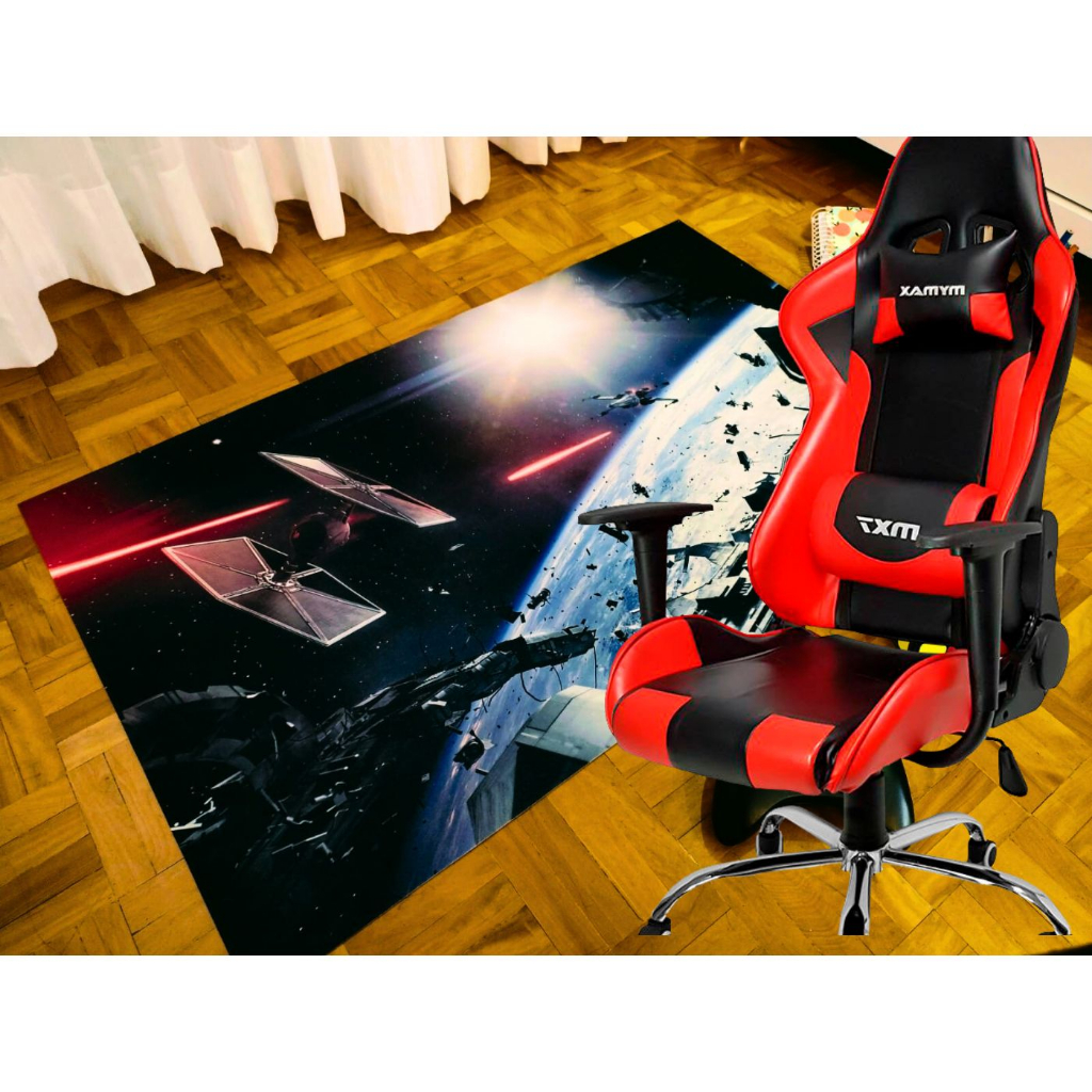TAPETE GAMER 90x65 - PROTETOR DE PISO  - Tema NAVES STAR WARS - antiderrapante
