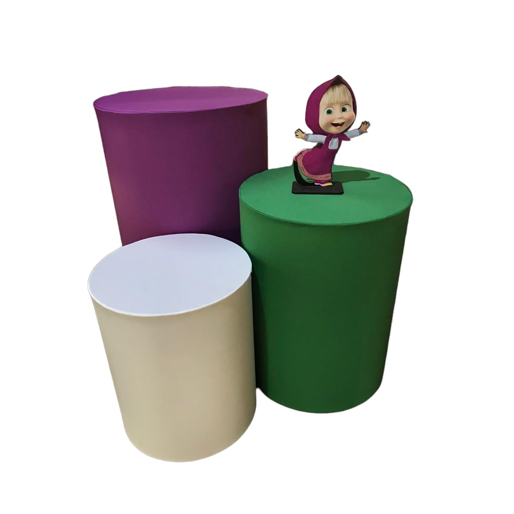 Trio de Capas para Cilindro DECORAÇÃO para Festas MASHA E O URSO LINDA COR