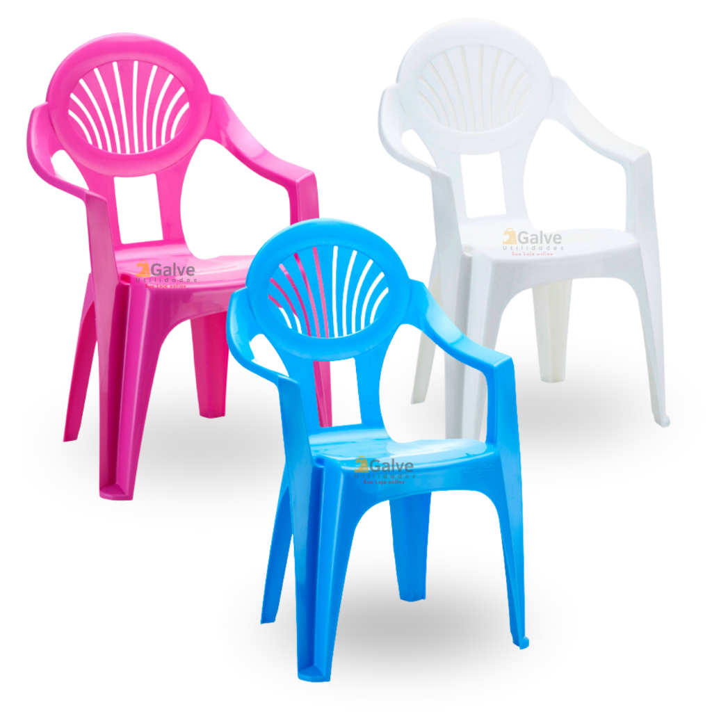 Cadeirinha Infantil Plástica Cadeira de Criança Reforçada Azul Rosa Branca Menino Menina