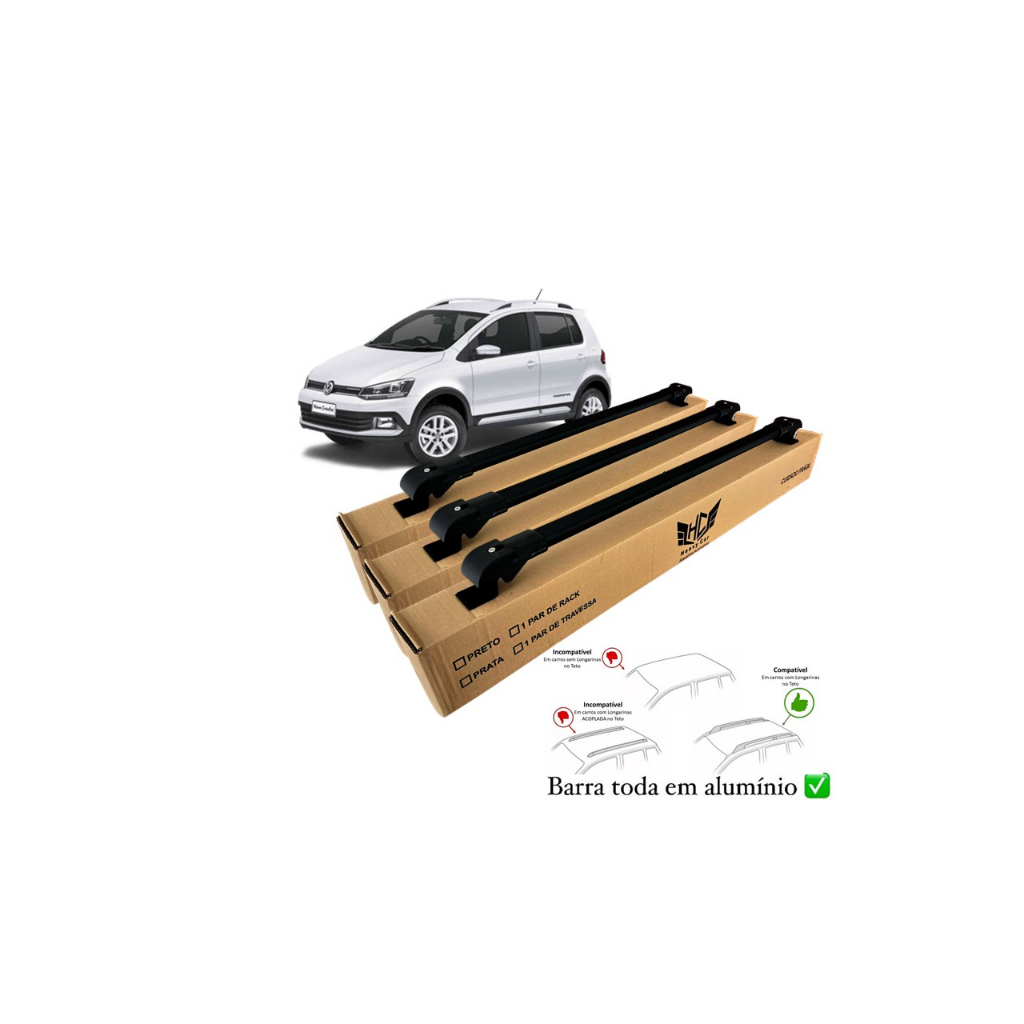 Rack Travessa Crossfox 2010 A 2022 3 Barras Bagageiro Slim Barra Alumínio