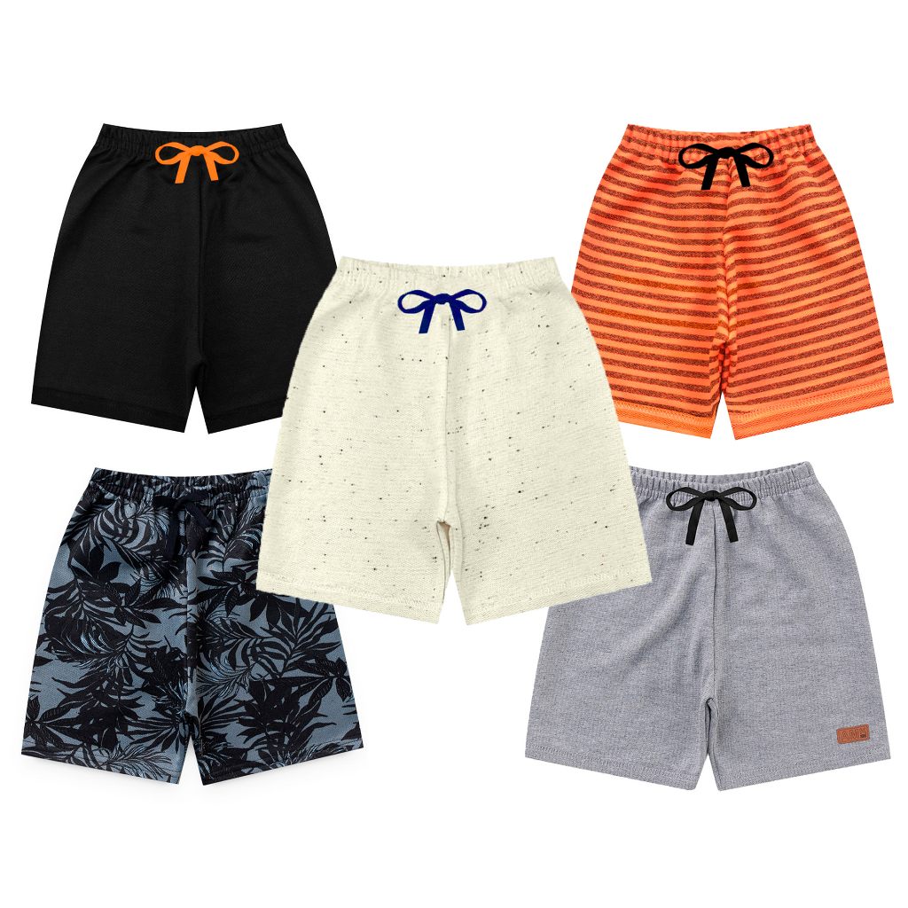 KIT Bermuda Moletinho Infantil Menino Kit Sortido Com 3 Peças l67