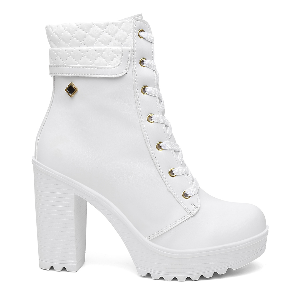 Coturno Bota Feminina Salto Alto Cano Medio Confortavel WorldBoot