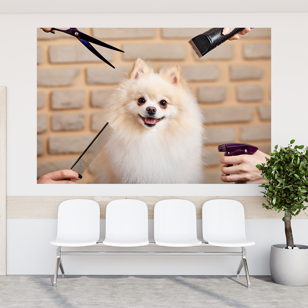 Adesivo de Parede Pet Shop Cachorros Animais Painel Veterinário Banho e Tosa Cachorros Gatos Sala