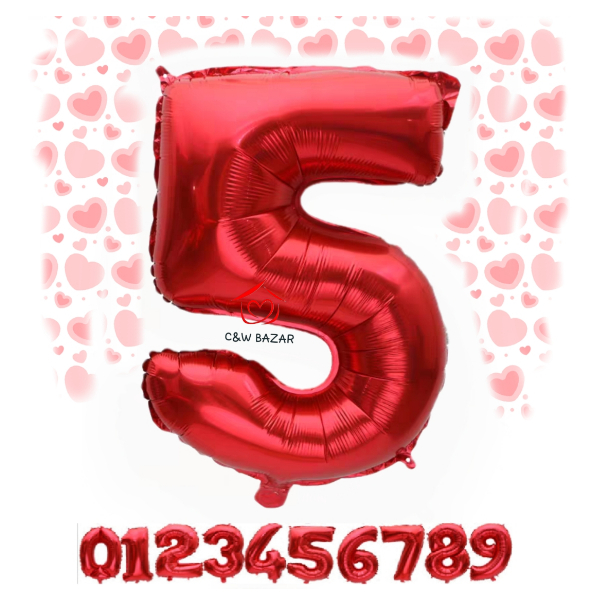 Balao Numero VERMELHO Metalizado 40cm e 70cm Artigos Festa De Aniversário Decoração