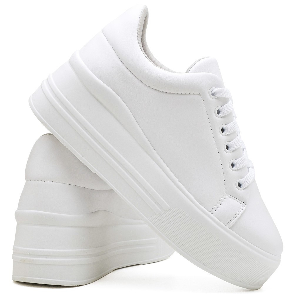 Tênis Feminino Branco Casual Plataforma Flatform Branco Promoção Original