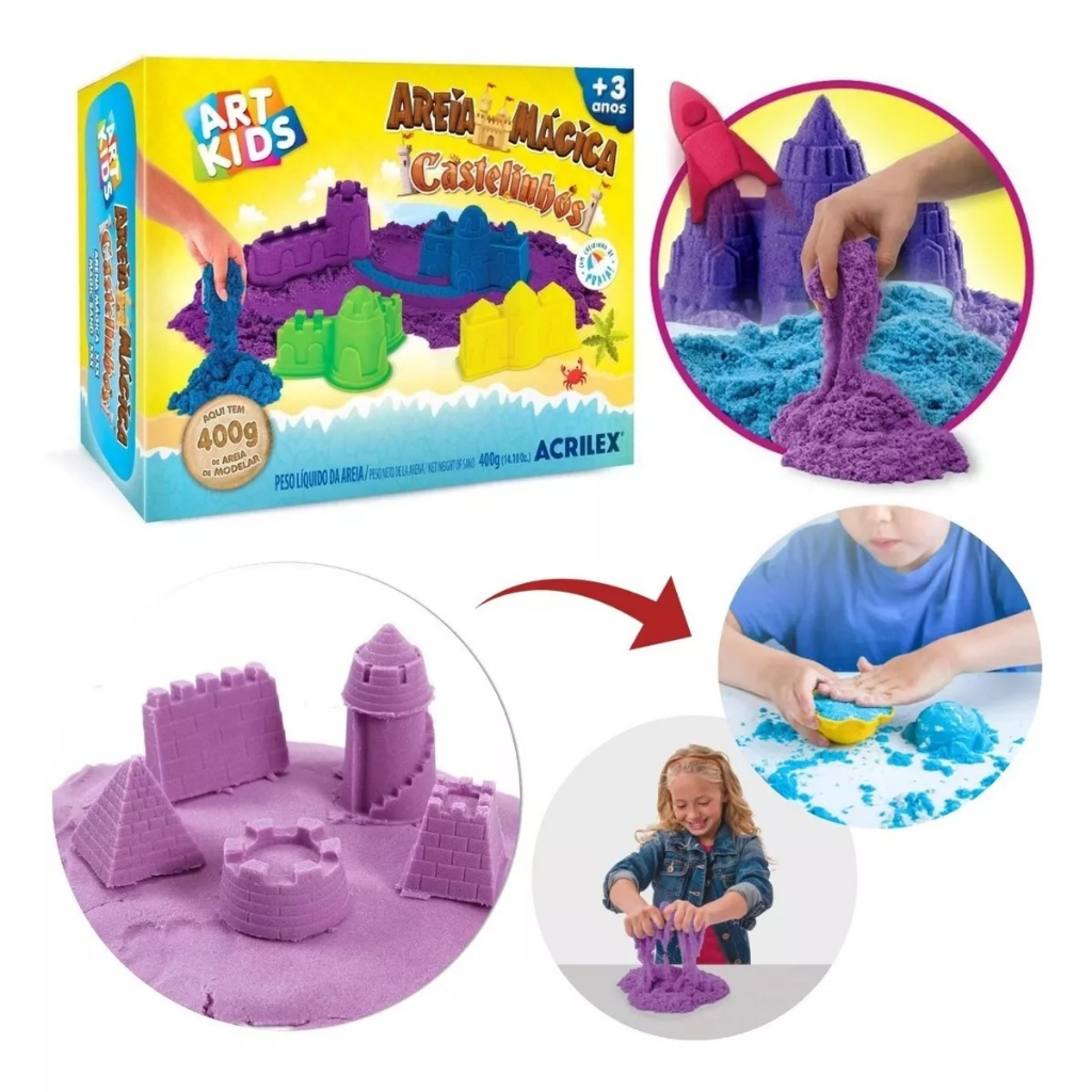 Areia Mágica Cinética Castelinhos Art Kids 400g - Acrilex