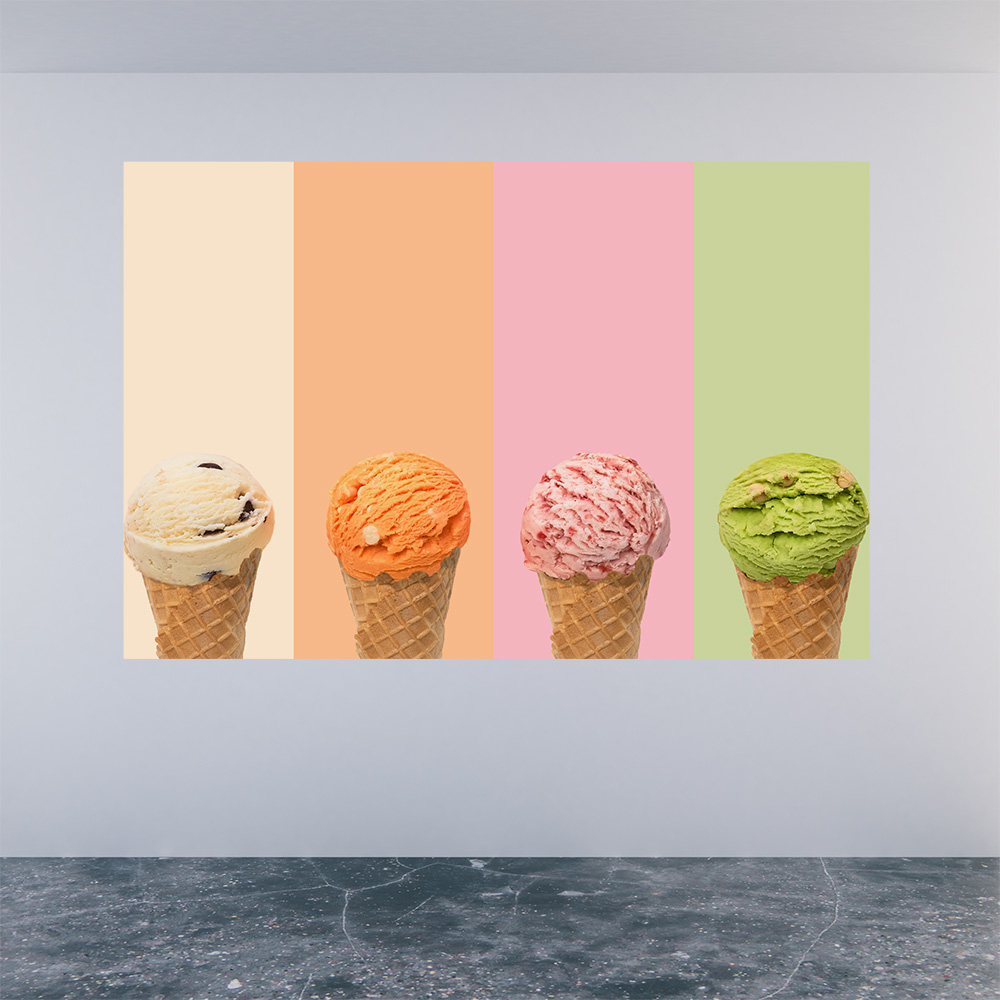 Adesivo de Parede Sorveteria Gelato Sorvete Itália Painel Sala